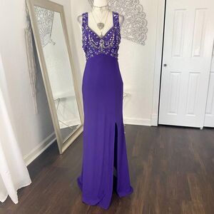 Jump Early 2000's Purple Iridescent Rhinestone Fairy Beaded Prom Formal Dress S